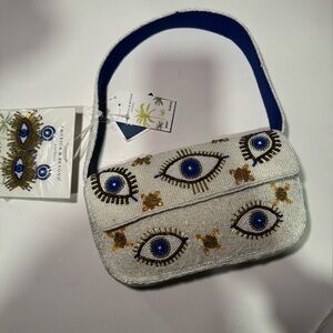 Viral beaded bag Eye Motif Beaded Clutch + free earrings